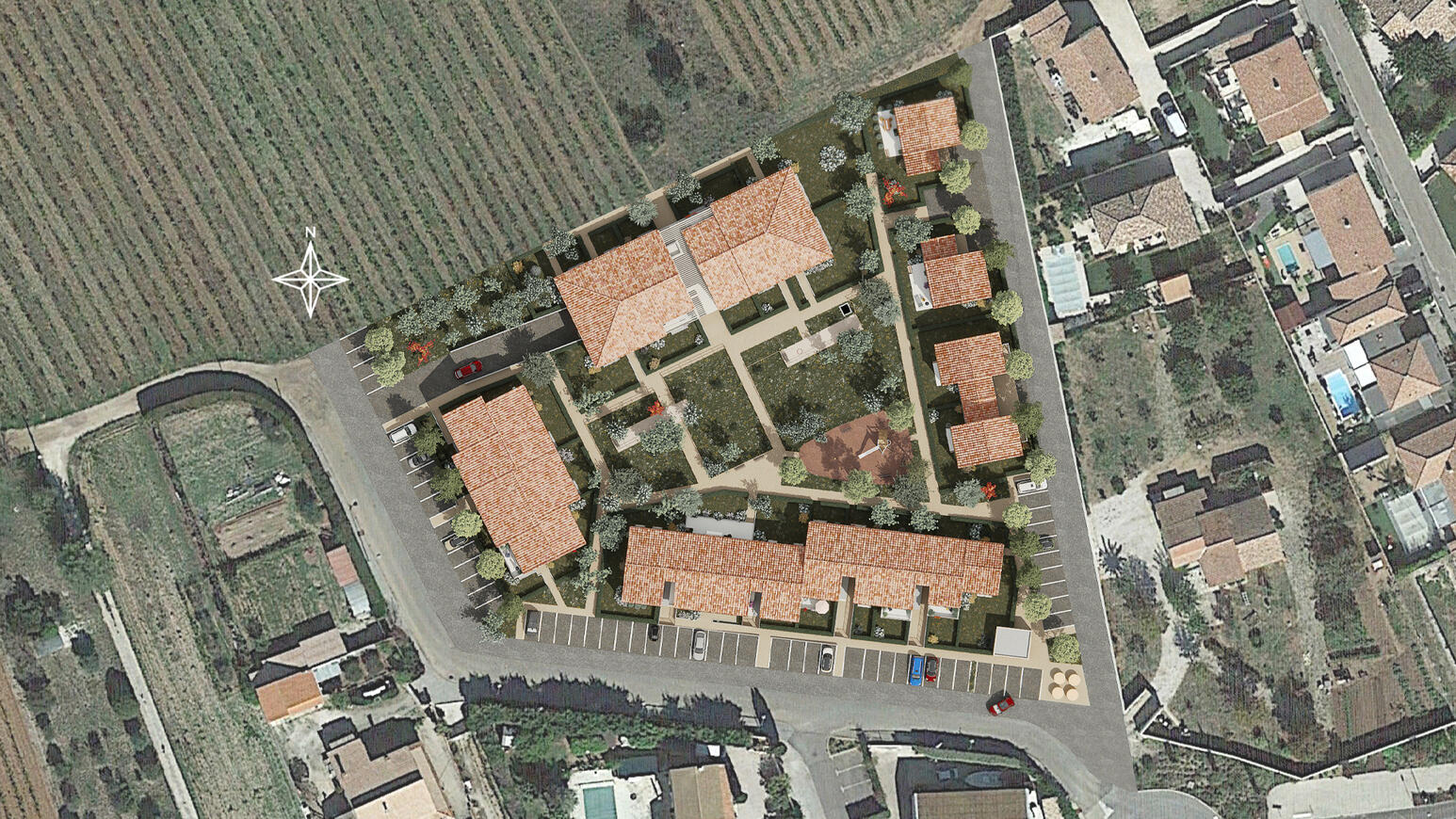 Urbanisme | EKINOV | Plan masse - Domaine de la Véraison - La Crau | Blender Cycles